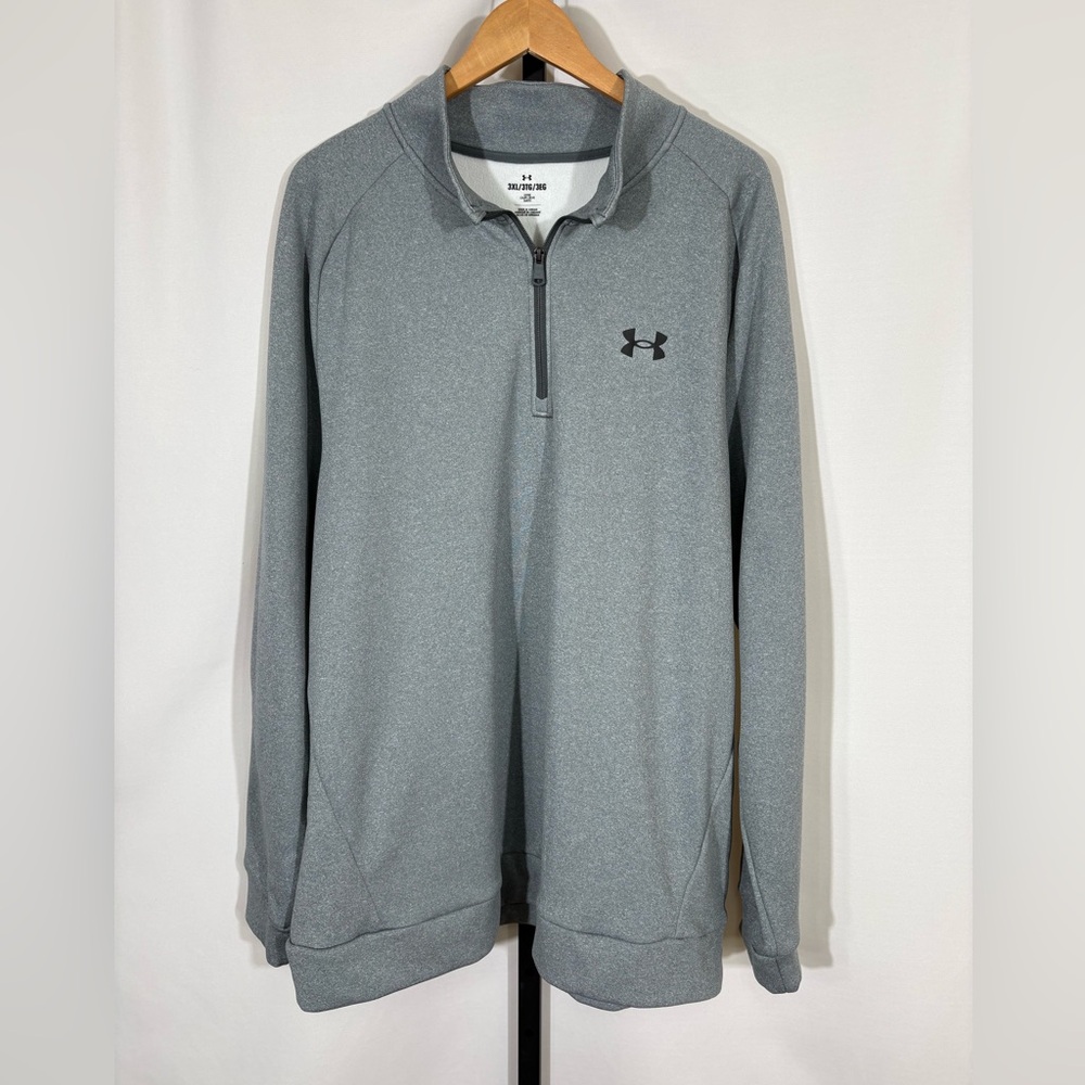 NWT Under Armour Men's Loose Fit Quarter Zip Pullover in Gray Size 3XL